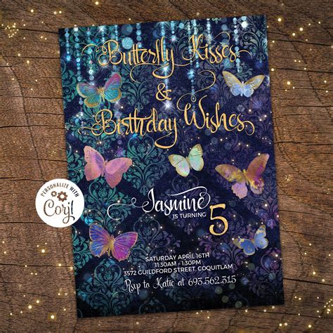 Butterfly Birthday Enchanted Invitation Butterfly Etsy Canada