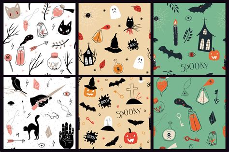 Sale Halloween 60 Spooky Doodles And 6 Patterns By Julia Shvets