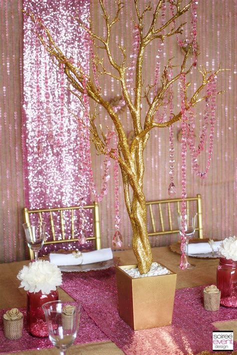 Whether you are planning a sweet 16 birthday party, bridal shower, or a wedding. Trend Alert: Rustic Glam Pink & Gold Wedding | Pink and gold wedding, Wedding table designs ...
