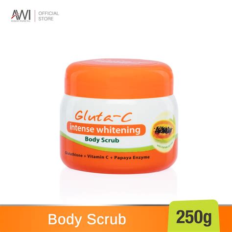 gluta c intense whitening body scrub with natural papaya enzymes and bamboo scrubs 250g shopee