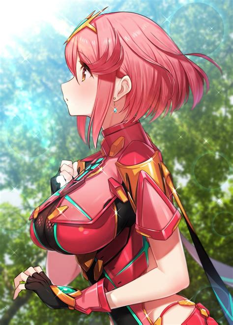 Pyra Xenoblade 1girl Breasts Jewelry Earrings Gloves Large Breasts