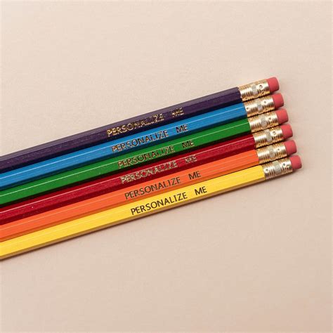 Rainbow Custom Pencils Personalized Pencils Set Of 6 Etsy