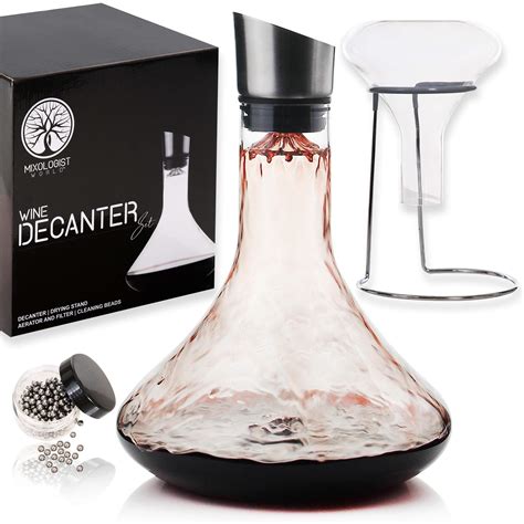 Buy Wine Decanter Set Red Wine Carafe With Built In Aerator Drying Stand And Cleaning Beads