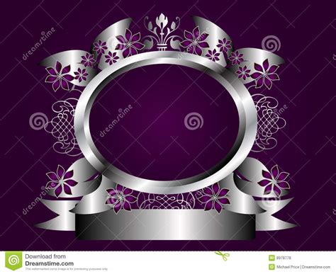 Abstract Purple And Silver Floral Frame Stock Vector