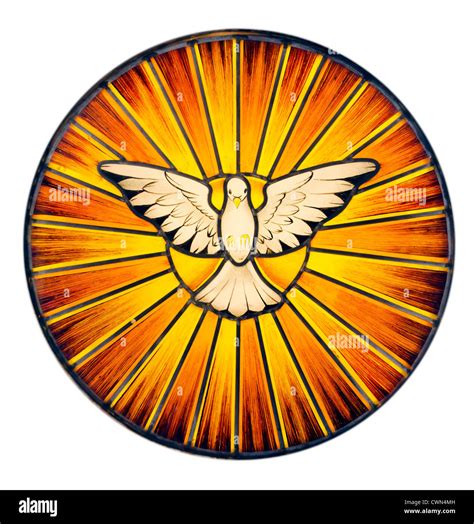 Stained Glass Depicting The Symbol Of The Holy Spirit Stock Photo Alamy