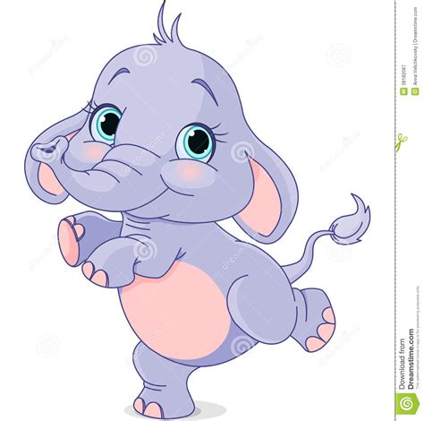 Dancing Baby Elephant Stock Vector Image Of Drawing
