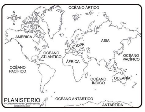Sin nombres, blanco y negro. Dibujos de Mapa del mundo, mapamundi y planisferio para ...