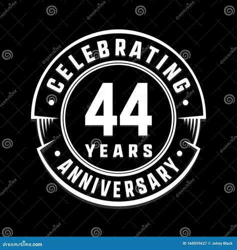 44 Years Anniversary Logo Template 44th Vector And Illustration Stock