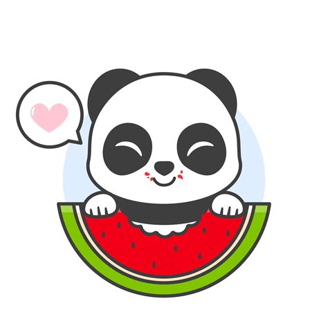 Cute Happy Panda Eating Watermelon 5227830 Vector Art At Vecteezy