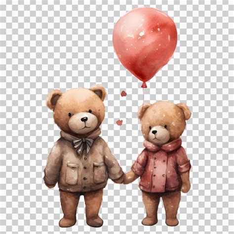 Feliz día de san valentín un par de osos de peluche con globos