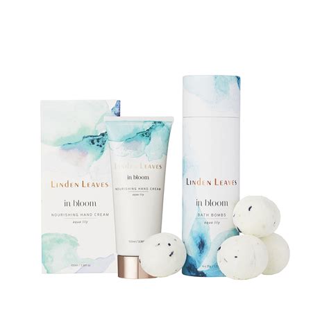 Shop Linden Leaves Aqua Lily Nourishing Hand Cream And Bath Bombs Set