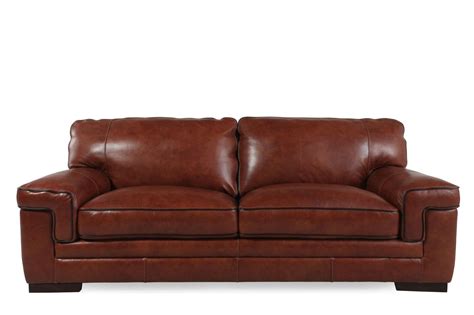 Simon Li Leather Stampede Chestnut Sofa Mathis Brothers Furniture