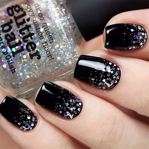 Black Dip Nails With Glitter Molly Nails