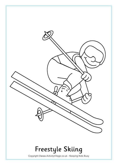 Winter fun color pages to print1080c. Freestyle Skiing Colouring Page | Winter sports crafts, Preschool olympics, Olympic crafts