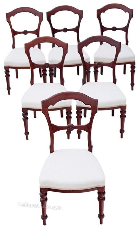 Set Of 6 Victorian Walnut Mahogany Dining Chairs Antiques Atlas