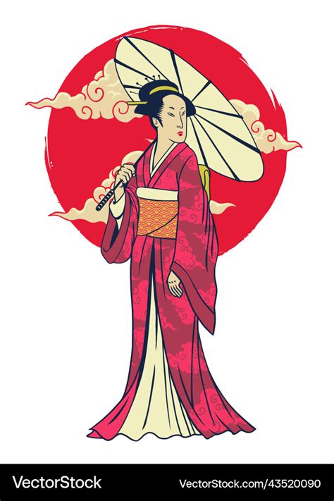 Traditional Japanese Geisha Design Royalty Free Vector Image