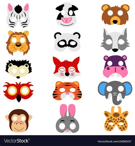 Set Of Animals Masks Isolated Royalty Free Vector Image