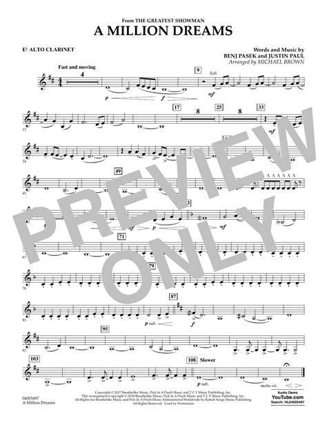 A Million Dreams From The Greatest Showman Arr Michael Brown Eb