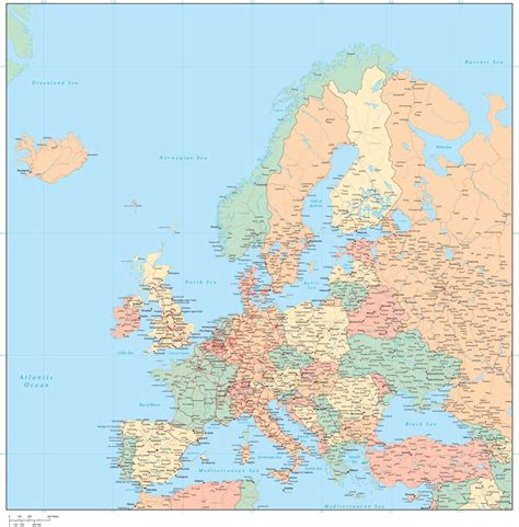 Large detailed political map of Europe with all cities and roads ...