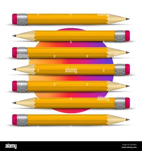 Realistic Pencil Set Creation Metaphor Gradient Circle 3d Pencil