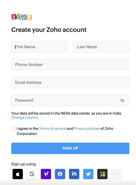 Data Center For Zoho Account Zoho Accounts