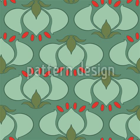 Art Nouveau Tulip Seamless Vector Pattern Design