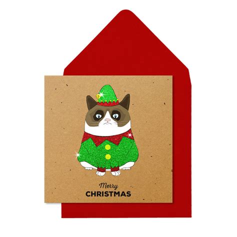 Christmas Grumpy Elf Cat Pack Of 10 Cards By Tache