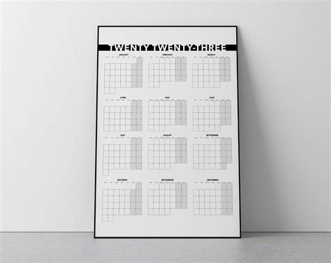 2023 Yearly Calendar Monthly View Printable Blank Dated Month By Month