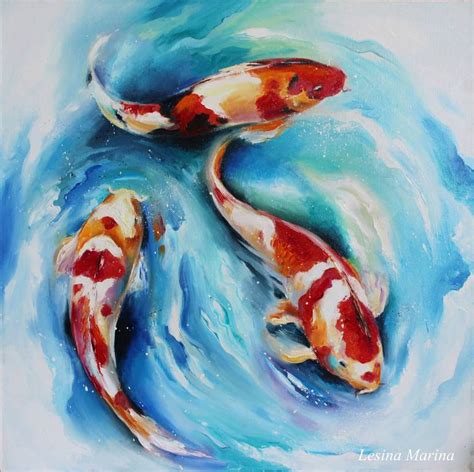 Koi Fish Painting By Marina Lesina Saatchi Art