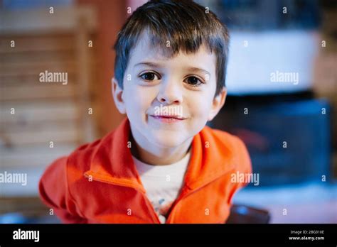 Portrait Of 6 Year Old Boy In Home Closeup Stock Photo Alamy