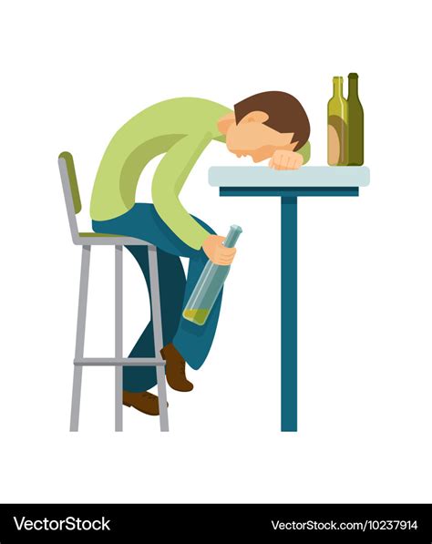 Alcohol Abuse Concept Guy Has Drunk Too Much Vector Image