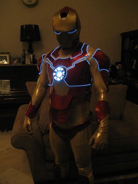 An Iron Man Costume Is Shown In The Living Room