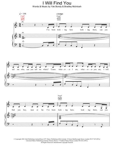 I Will Find You By S Club 7 Digital Sheet Music For Pianovocal