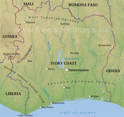 ► ivory coast maps by u.s. Ivory Coast Physical Map