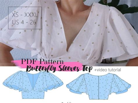 Butterfly Sleeve Top Pdf Pattern Download Instant Download Etsy Australia