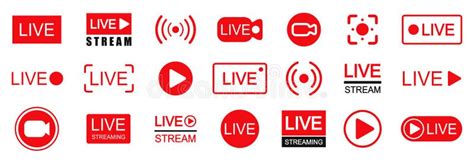 Set Of Live Streaming Icons Set Of Video Broadcasting And Live