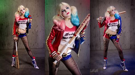 Woman Wearing Suicide Squad Harley Quinn Cosplay Collage Hd Wallpaper Wallpaper Flare