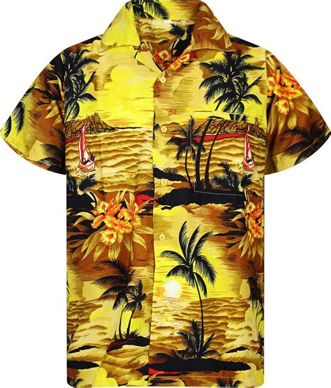 Manga Corta Funky Camisa Hawaiana Señores impresión De Hawaii Surf XS XL Original King