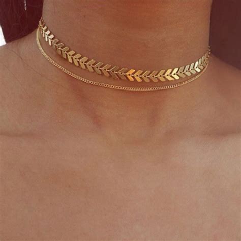 Multi Layered Gold Choker Necklace Kelabu Jewellery
