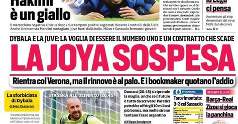 Corriere Dello Sport La Prima Pagina Di Oggi 24 Ottobre 2020