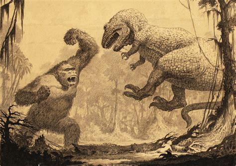 Production Art For The T Rex Battle From The Original 1933 Edition Of