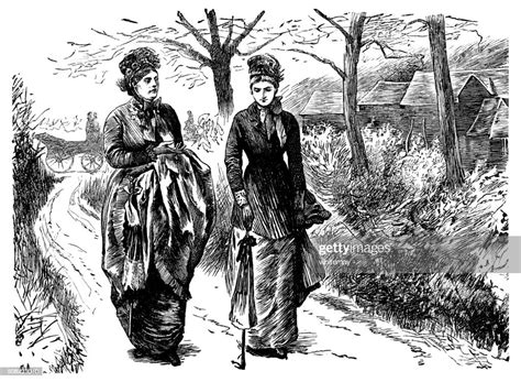 Two Victorian Women Walking In A Lane High Res Vector Graphic Getty