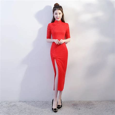 new arrival chinese women lace sexy floral long qipao vintage elegant casual cheongsam lady