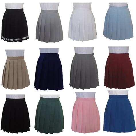 Harajuku Jk Uniform Summer Skirts Women High Waist Pleated Skirt Wind Cosplay Macaron Solid