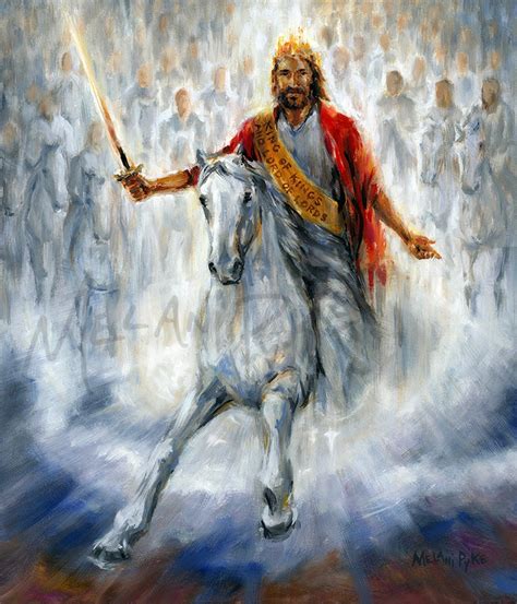Jesus Coming Back On A White Horse Giclee Print Christian Art