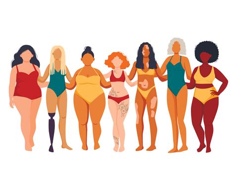 Multiracial Women Of Different Height And Figure Type In Swimsuits