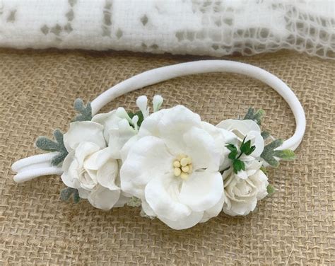 White Flower Headband White Baby Headband Big Flower Etsy