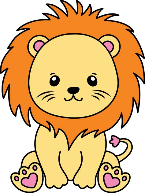 Baby Lion Cartoon Drawing Baby Lion Cute Illustration Free Vector