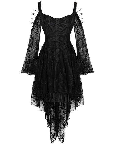 Dark In Love Gothic Lace Dress Black Vtg Steampunk Victorian Witch Vampire Long Sleeve Lace