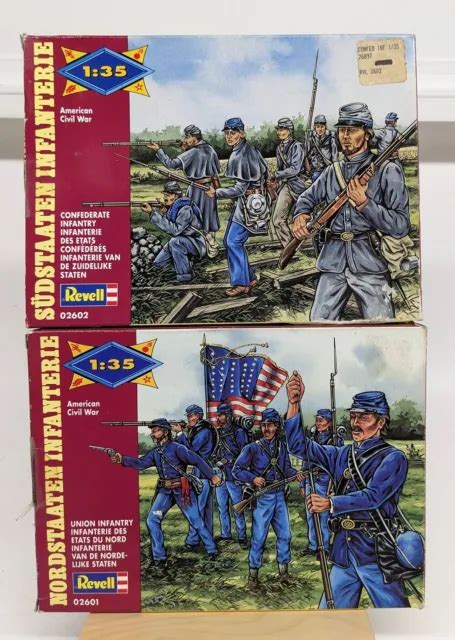Revell Union And Confederate Infantry Figure Sets 02601 02602 American